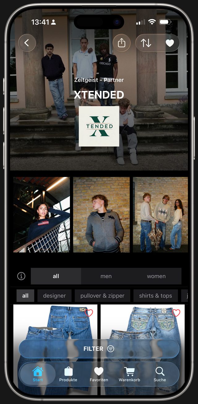Zeitgeist App: Profil des Partner-Shops XTENDED mit seinen Vintage Pieces